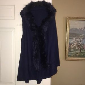 Blue fur lined cardigan